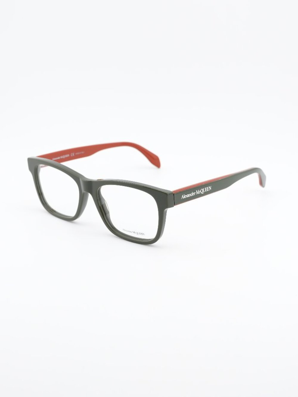 Alexander McQueen AM0307O 005 Eyeglasses Green / Red 55mm Square Frame